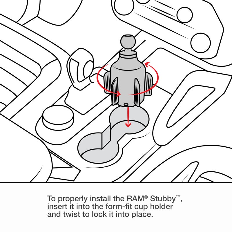 RAM Mounts Stubby Cup Holder Ball Base RAP-B-299-4U with B Size 1" Ball Compatible with Cup Holders 2.57" to 3.5" in Diameter - Image 3